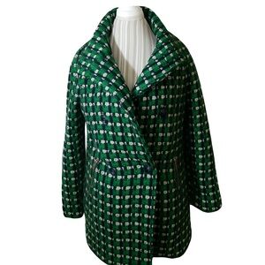 Johnston & Murphy Green Checkered Pea Coat